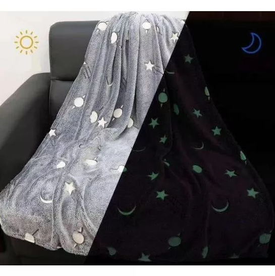 Волшебный плед-покрывало светящийся в темноте КОСМОС Magic Blanket (Звезда, Луна) Серый - фото 9 - id-p181589300