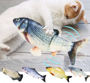 Игрушка для кошки Живая рыбка Толстолобик с подвижным хвостом / работает от USB, 28 см - фото 1 - id-p184977662