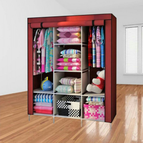 Складной шкаф Storage Wardrobe mod.88130 130 х 45 х 175 см. Трехсекционный Красный (бордовый) - фото 1 - id-p181593615