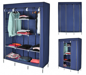 Складной шкаф Storage Wardrobe mod.88130 130 х 45 х 175 см. Трехсекционный Синий (темно синий) - фото 1 - id-p181593616