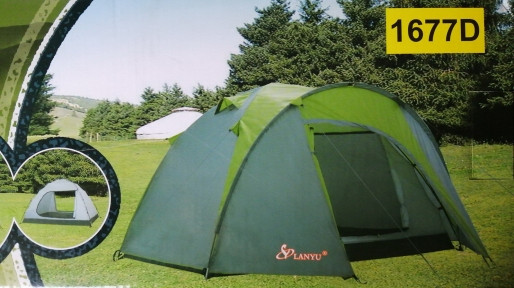 Палатка 4-х местная LanYu 1677D туристическая 22011070x240x170см с тамбуром - фото 1 - id-p181591462