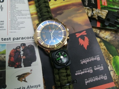 Тактические часы с браслетом из паракорда XINHAO 18, POERSI серый циферблат, зеленый браслет - фото 1 - id-p181587642