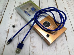 Магнитный кабель USB - Lightning X-Cable Metal Magnetic 360 для Aplle, Micro-USB, Type-C Синий