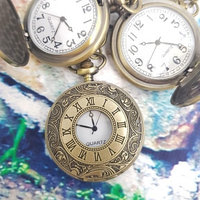 Карманные часы с цепочкой и карабином Римские цифры