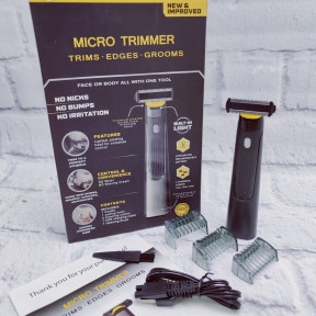 Портативный микро триммер для ухода за бородой и усами Micro trimmer (3 насадки) - фото 1 - id-p181586544