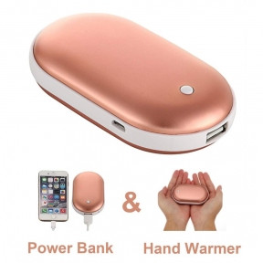 Грелка для рук и аккумулятор Power Bank Pebble Hand Warmer 5000 мАч Розовый - фото 1 - id-p181593742