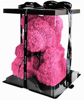 Мишки (мишка) из 3D роз с бантиком 40 см.  В подарочной коробке и лентой. Лучшее качество первых партий мишек