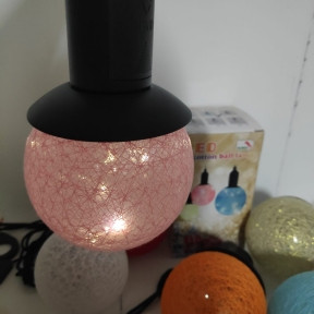 Лампа - светильник (ночник) Хлопковый шар подвесная декоративная YT-M-431, диаметр шара 10 см Розовый (Pink)