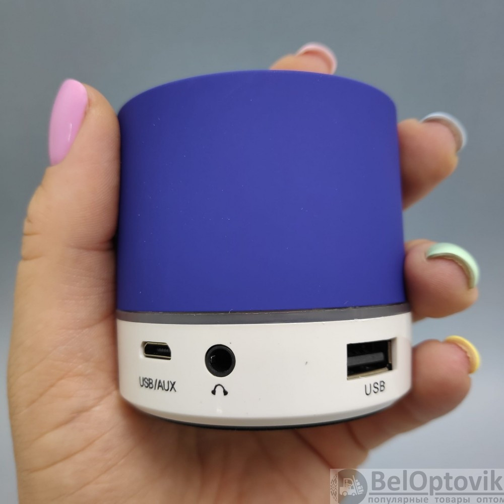 Портативная Bluetooth колонка со светодиодной подсветкой Mini speaker (TF-card, FM-radio) Синяя - фото 9 - id-p182117768