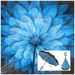 Зонт наоборот UnBrella (антизонт). Подбери свою расцветку настроения Синяя гербера - фото 1 - id-p181594154