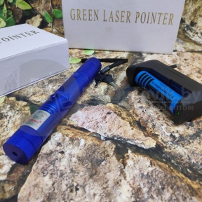 Лазерная указка Green Laser Pointer 303 с ключом SD-Lazer 303, синий корпус, фото 1