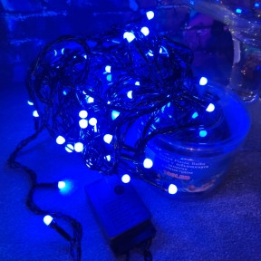 Гирлянда Новогодняя с небьющимися лампами 8 метров 100 Led Синяя