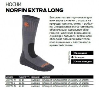 Термоноски Norfin Ultimate Protection Extra Long Супер удлиненные размер 42-44 - фото 1 - id-p181590710