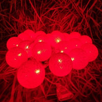 Гирлянда Новогодняя Шар хлопковый Тайские фонарики 20 шаров, 5 м Красный