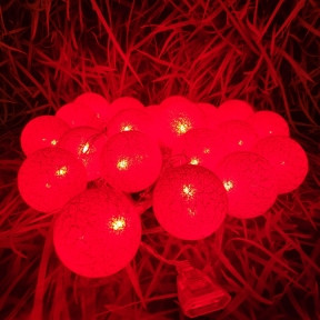 Гирлянда Новогодняя Шар хлопковый Тайские фонарики 20 шаров, 5 м Красный - фото 1 - id-p181590711