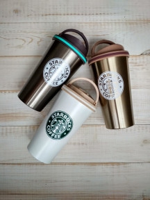 Термокружка Coffee Love Dream Tree с логотип Starbucks, 500 мл (с ручкой для переноски) Темный металик - фото 1 - id-p181594238