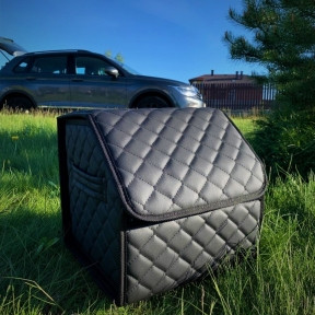 Автомобильный органайзер Кофр в багажник Premium CARBOX Усиленные стенки (размер 30х30см) Черный с черной