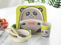 Детская посуда из бамбука из 5 предметов (набор) Bamboo Ware Kids Set. Выбери своего зверька Пандочка