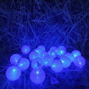 Гирлянда Новогодняя Шар хлопковый Тайские фонарики 20 шаров, 5 м Голубая