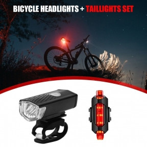 Фонарь велосипедный Bicycle lights set (передний 3 режима работы) и задний (2 режима работы), фото 1