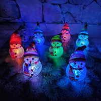 Новогоднее украшение Светящиеся снеговики, высота 10 см. в асс-те