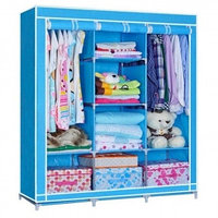 Складной шкаф Storage Wardrobe mod.88130  130 х 45 х 175 см. Трехсекционный Ярко голубой