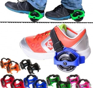 Ролики на обувь светящиеся (ролики на пятку) с подсветкой колес Small Whirlwind Pulley (безразмерные) Зеленые - фото 1 - id-p181594379