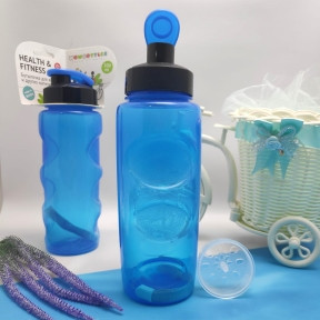 Анатомическая бутылка с клапаном Healih Fitness для воды и других напитков, 500 мл. Сито в комплекте Голубая - фото 1 - id-p181585774