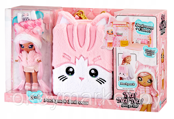 Игровой набор Рюкзак-спальня Na Na Na Surprise Backpack Bedroom Pink Kitty, фото 3