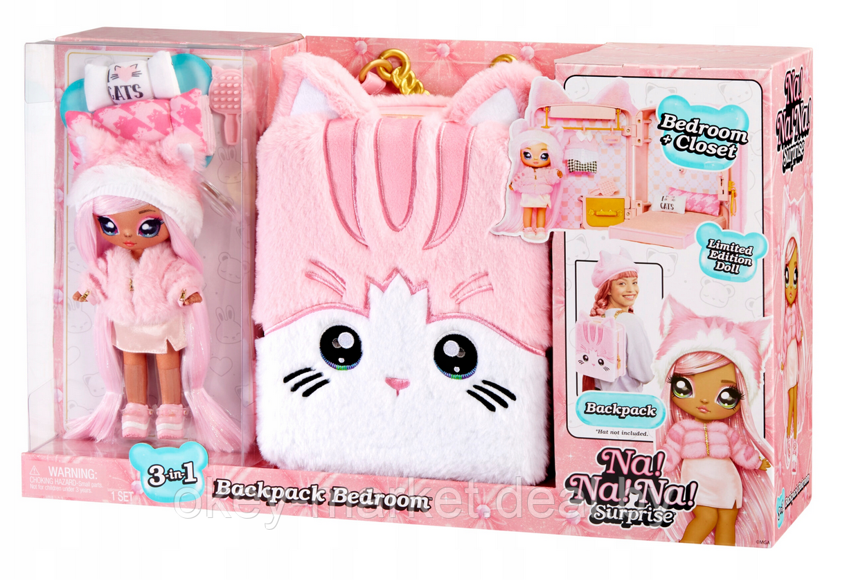 Игровой набор Рюкзак-спальня Na Na Na Surprise Backpack Bedroom Pink Kitty - фото 5 - id-p194553651