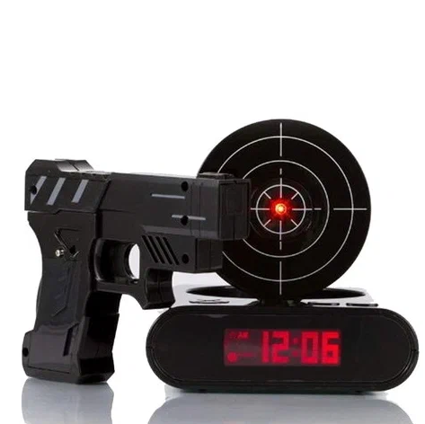Будильник-мишень, часы Gun Alarm Clock, 3 в 1. Черный