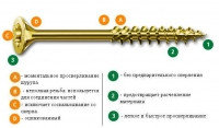 Шуруп (саморез) 8.0х120 (оцинк., потайная головка, неполная резьба) 50 штук