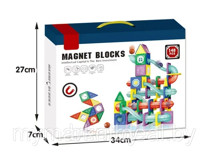 Магнитный конструктор "MAGNET BLOCKS" 148 деталей, аналог Magformers, - фото 3 - id-p196605174