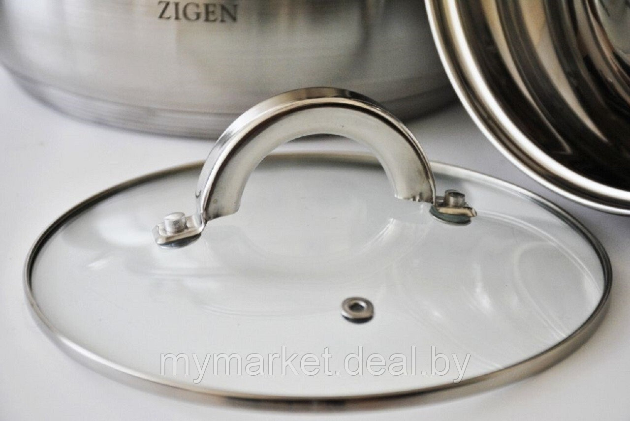 Набор кастрюль Zigen ZG-516, 6 штук 5-ти слойное дно (2.1л/3.1л - 2шт/4.1л - 2шт/7.6л) - фото 4 - id-p196605199