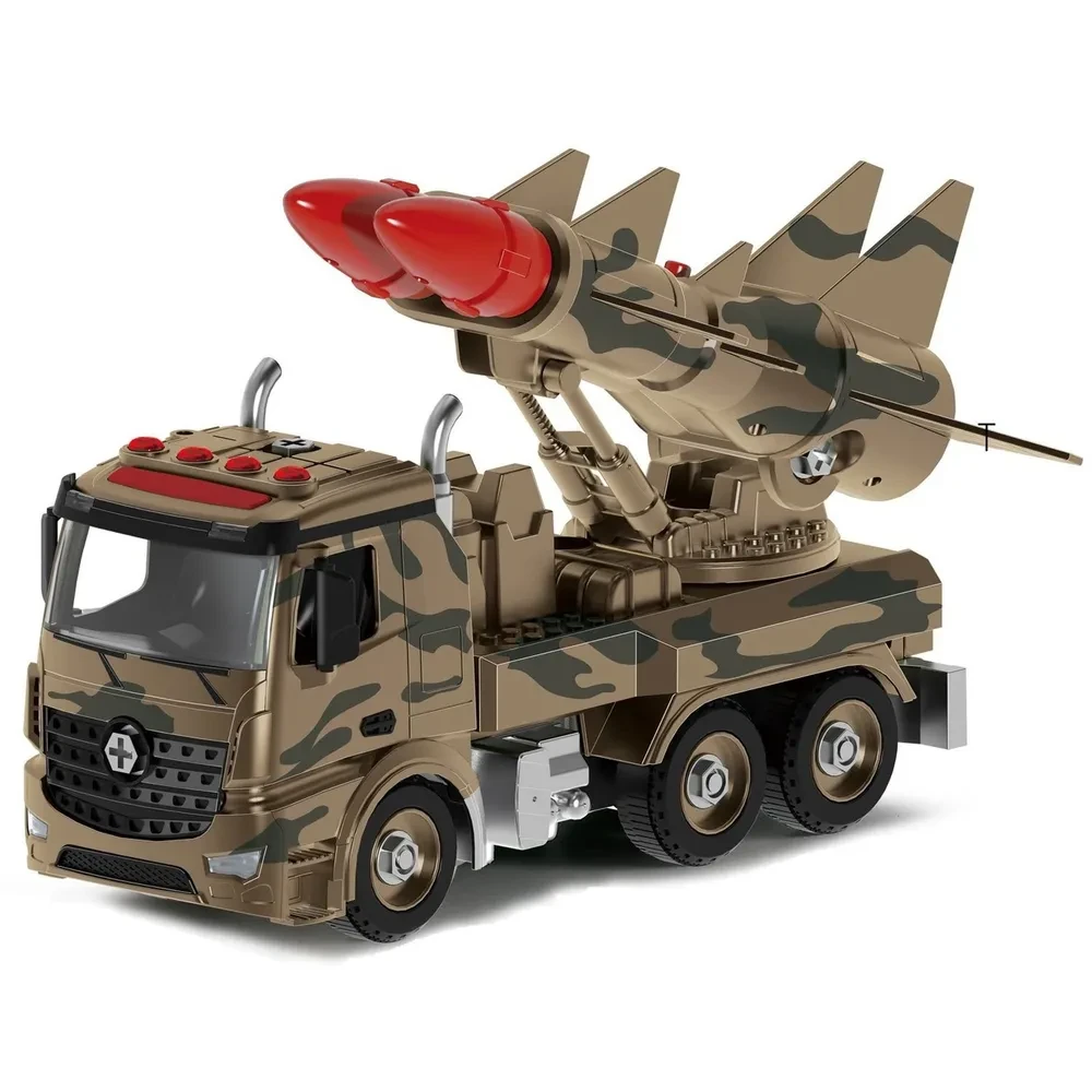 Военная машина-конструктор 2 ракеты фрикционная свет звук Funky toys