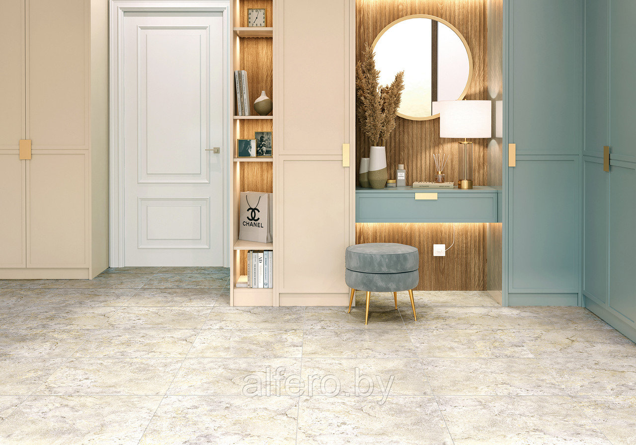 Керамогранит Alma Ceramica Indastro 570*570 (бежевый), GFU57IND04R Sugar-эффект рельеф рект.