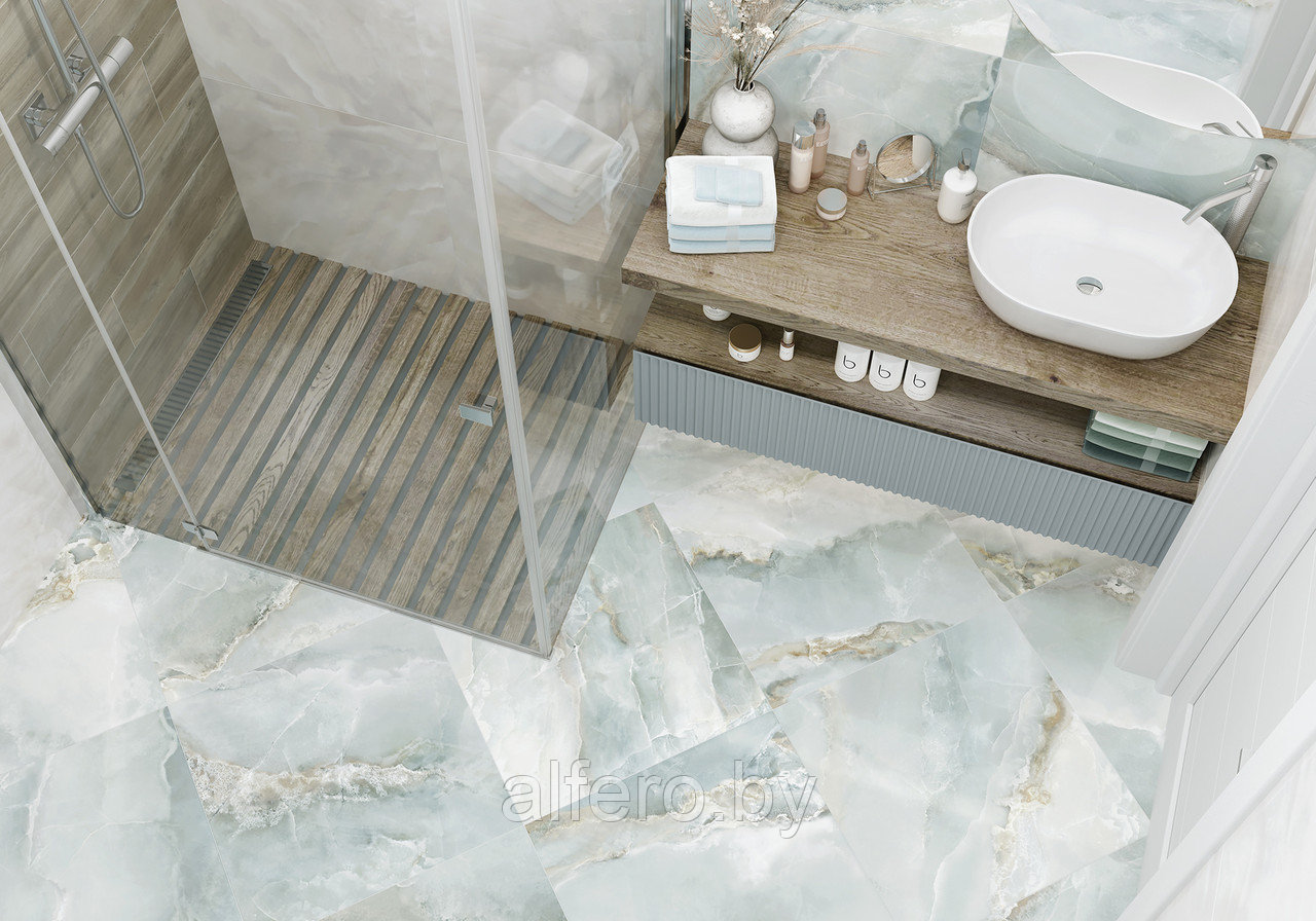 Керамогранит Alma Ceramica Orlando 570*570 (бирюзовый), GFU57ORD06L  лаппатир. рект.