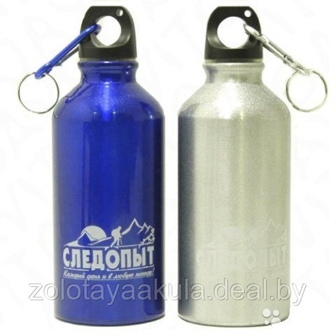 Бутылка питьевая изотермическая СЛЕДОПЫТ, алюминий, с карабином, 600мл - фото 1 - id-p196619231