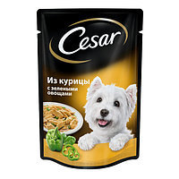 Корм Cesar для взрослых собак Курица с зелеными овощами в соусе, 85гр