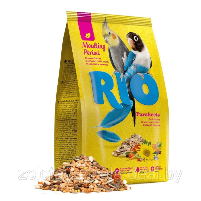 Корм RIO Parakeets для средних попугаев в период линьки, 1кг