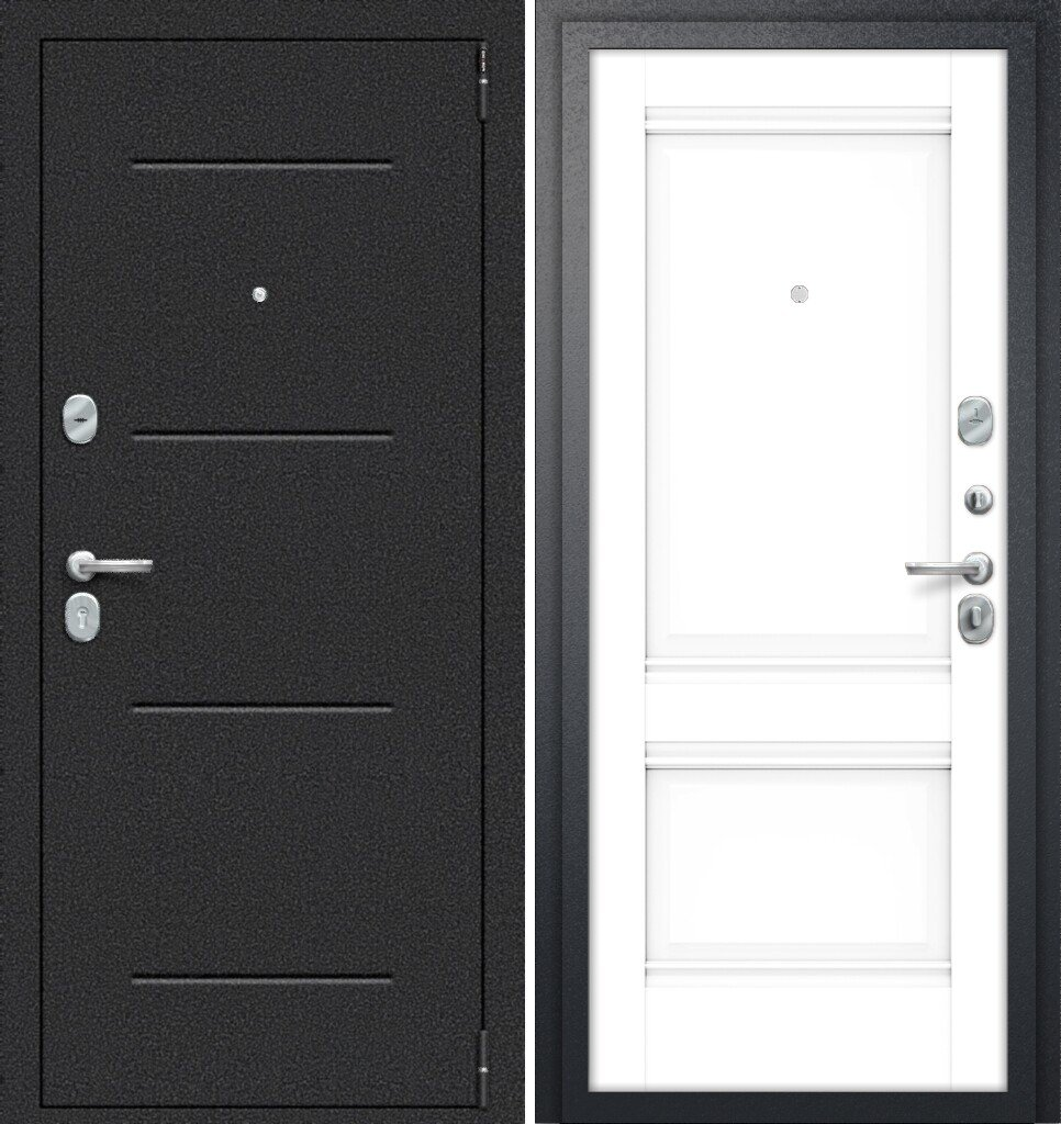 Двери входные металлические Porta R 104.K42 Букле Черный/Snow Veralinga