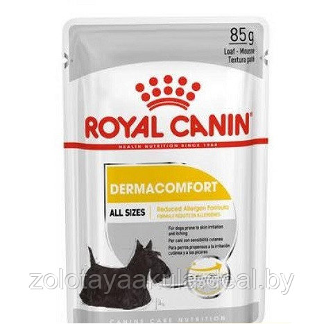 85гр Влажный корм ROYAL CANIN Dermacomfort для взрослых собак с чувствительной кожей, паштет (пауч) - фото 1 - id-p196619351