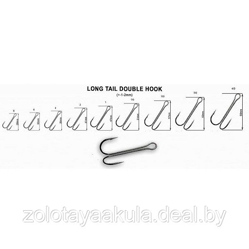 Двойной крючок Crazy Fish Long Tail Double Hook №8, 5шт - фото 1 - id-p196618271