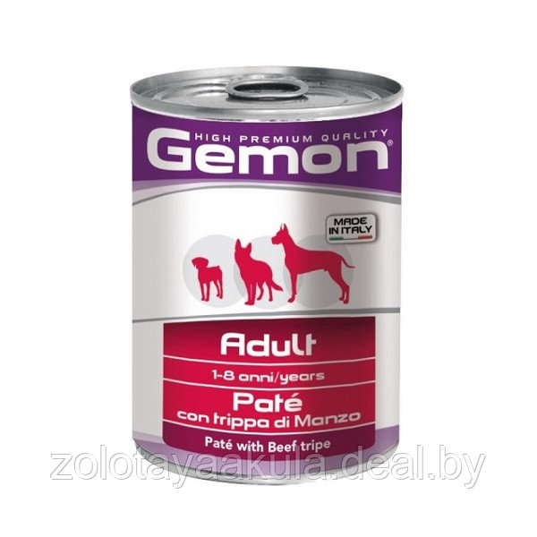 400гр Gemon Dog Adult PATE Beef Tripe Консерв. корм для собак, паштет с говяжьим рубцом - фото 1 - id-p196619393