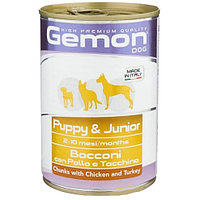 415гр Gemon Dog Puppy Chicken/Turkey Консерв. корм для щенков, кусочки с цыпленком и индейкой