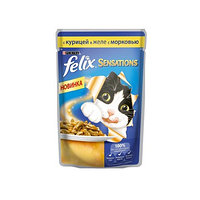 75гр Корм для кошек FELIX SENSATIONS с курицей в желе с морковью