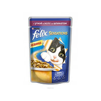 75гр Корм для кошек FELIX SENSATIONS с уткой в желе со шпинатом