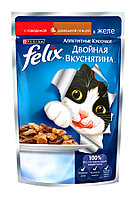 Корм для кошек FELIX двойная вкуснятина с говядиной и домашней птицей 75гр