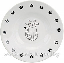Миска TRIXIE керамическая для плоскомордых кошек 0,2л 15см, белая