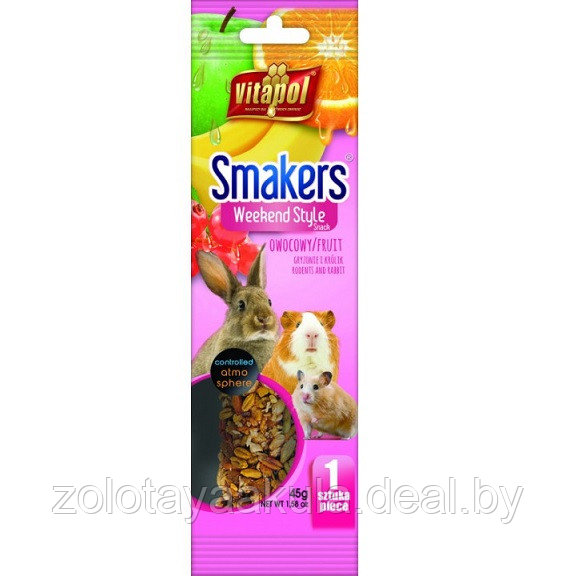 Vitapol Smakers зерновые палочки с фруктами для грызунов, 1шт, 45гр - фото 1 - id-p196620665